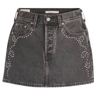 Levi’s Icon Mini Skirt Size 33 Black Wash Studded Bejeweled Y2K Western (sz 16)